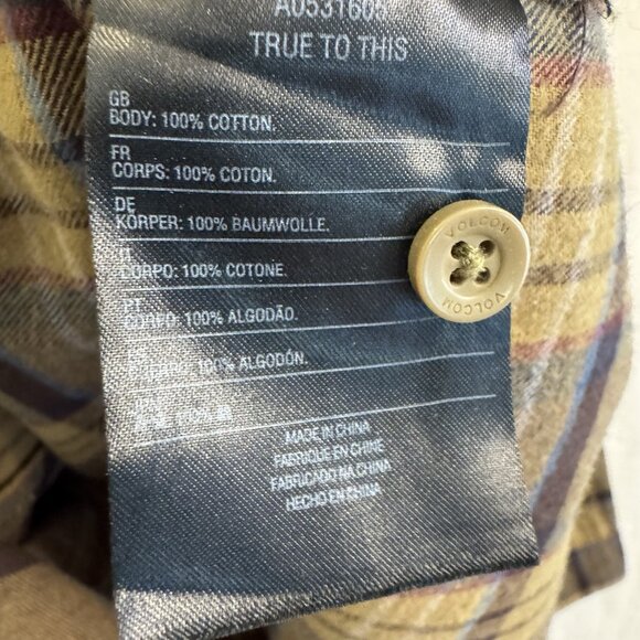 Volcom Mens Caden Button Up Plaid Flannel Shirt Size Large L/S Modern Fit - Picture 5 of 8